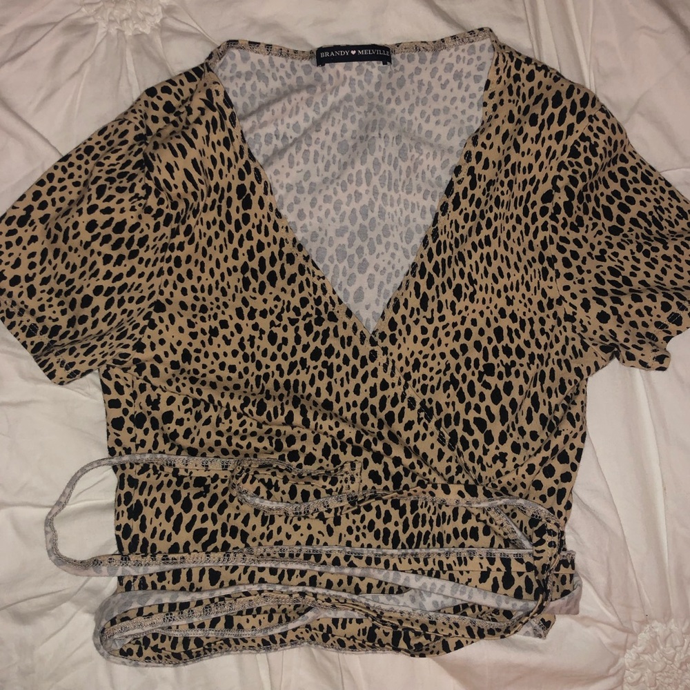 Brandy Melville Tie Up Cheetah Shirt